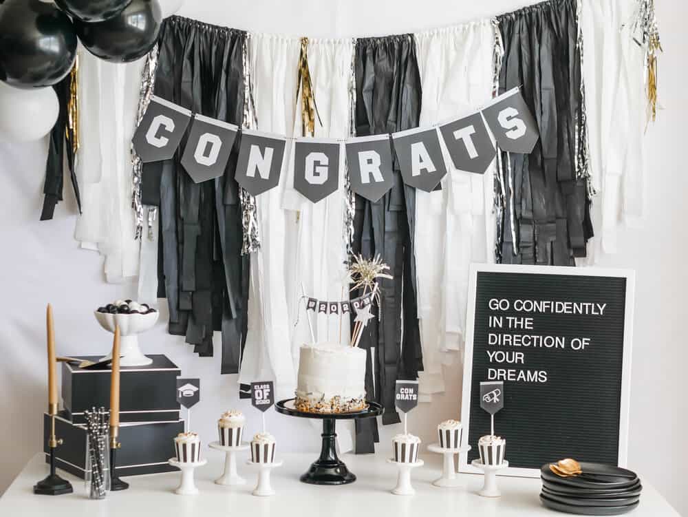 black and white graduation party