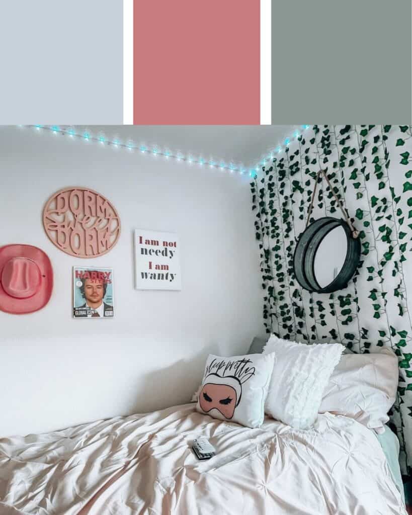 Green and Blush Dorm Room Color Scheme