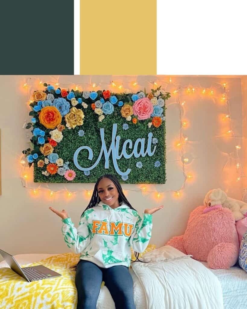 7.	Green and Yellow Dorm Room Color Scheme