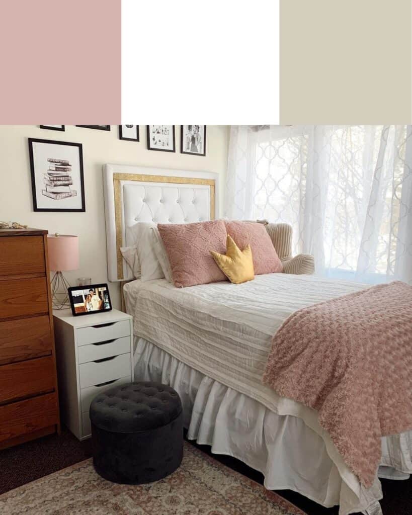 Pink and White Dorm Room Color Scheme