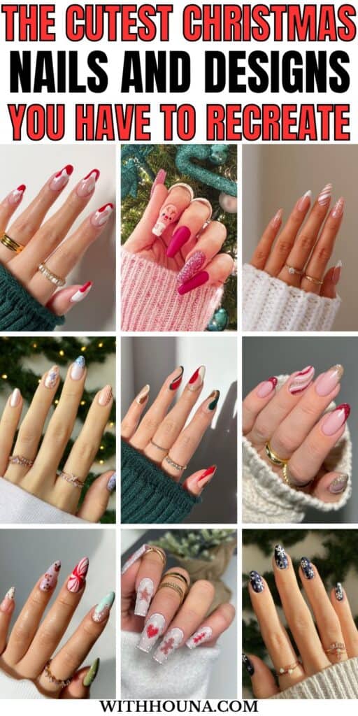 The image showcases adorable Christmas-themed nail designs that you must try to recreate.
