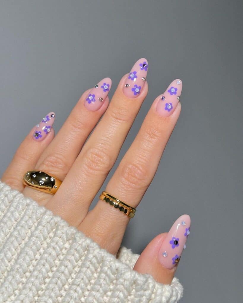 Sparkly Florals Nails