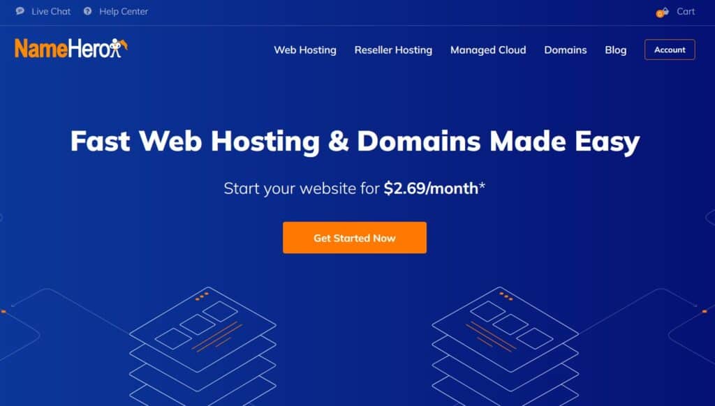 Going to Namehero website to get the appropriate hosting package