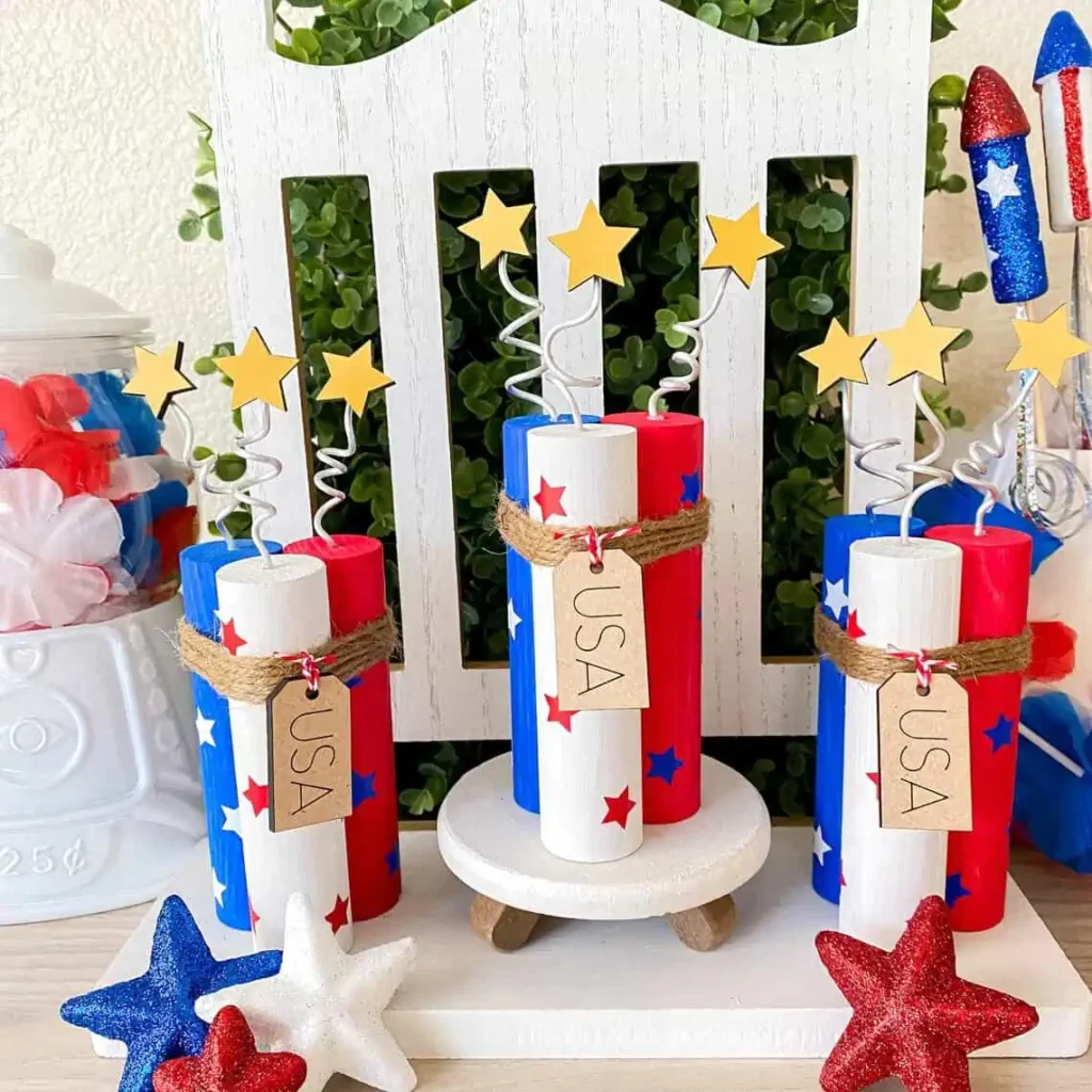 Fourth of July Faux Firework Tray Decor