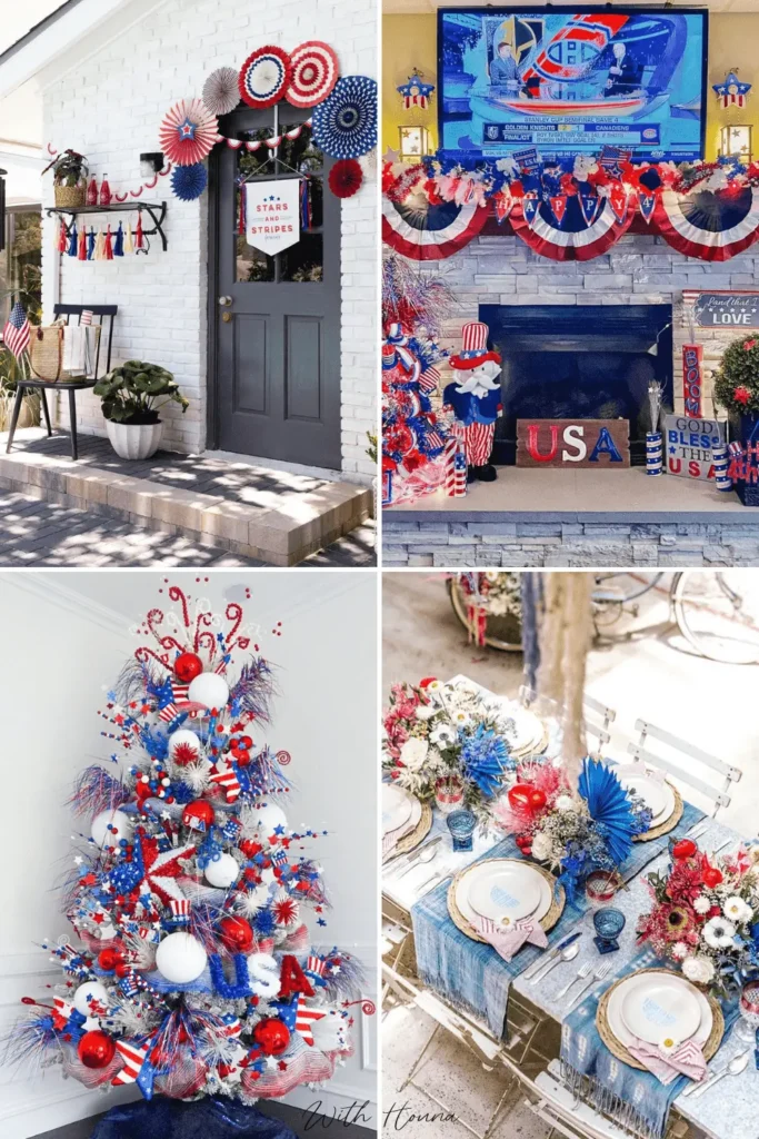 image collage of the best 4th of July Decoration ideas of this year.
