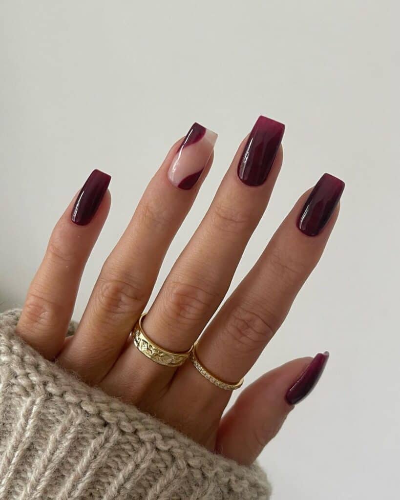 Red Wine Fall Nail design fingernails