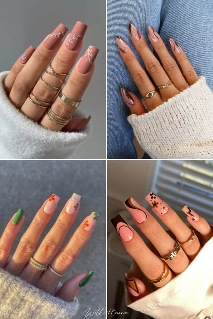 Autumn nail designs collage image