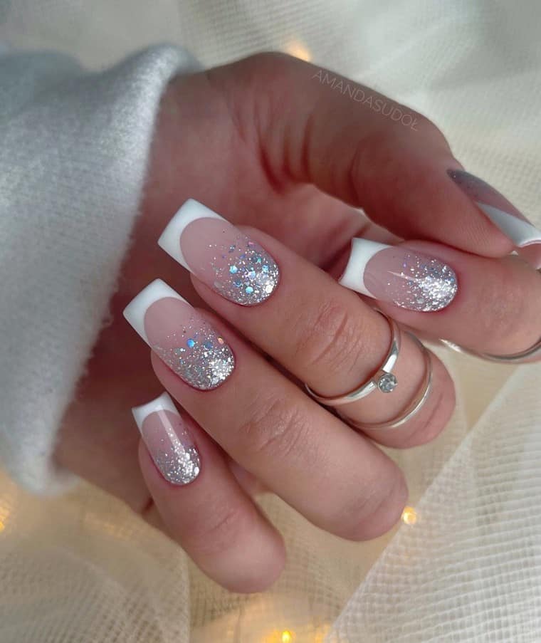 Silver Fireworks New Year Nail Idea