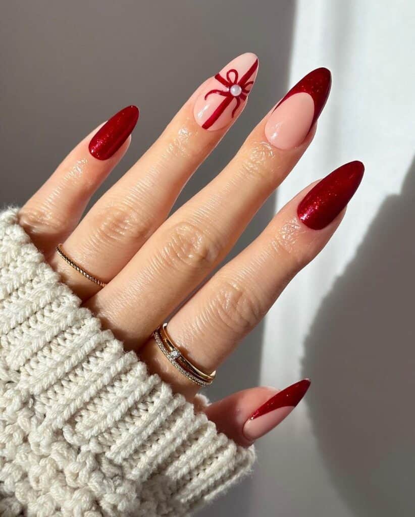 Diseños de uñas navideñas rojas