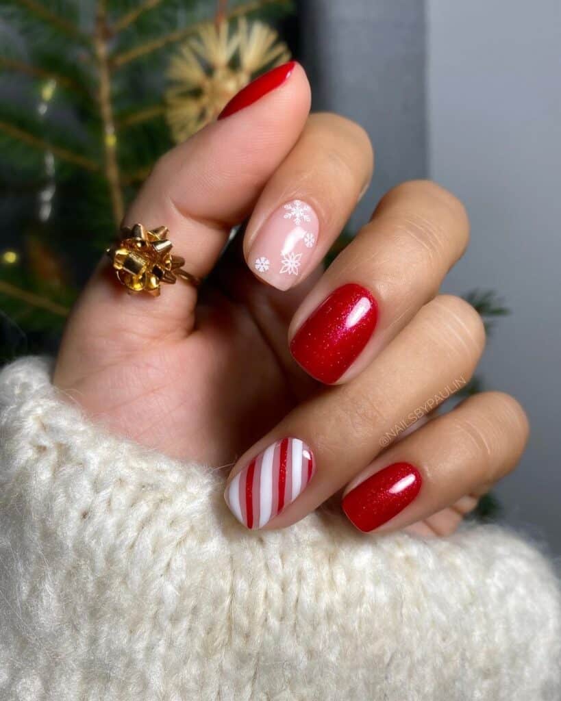 Diseños de uñas navideñas rojas