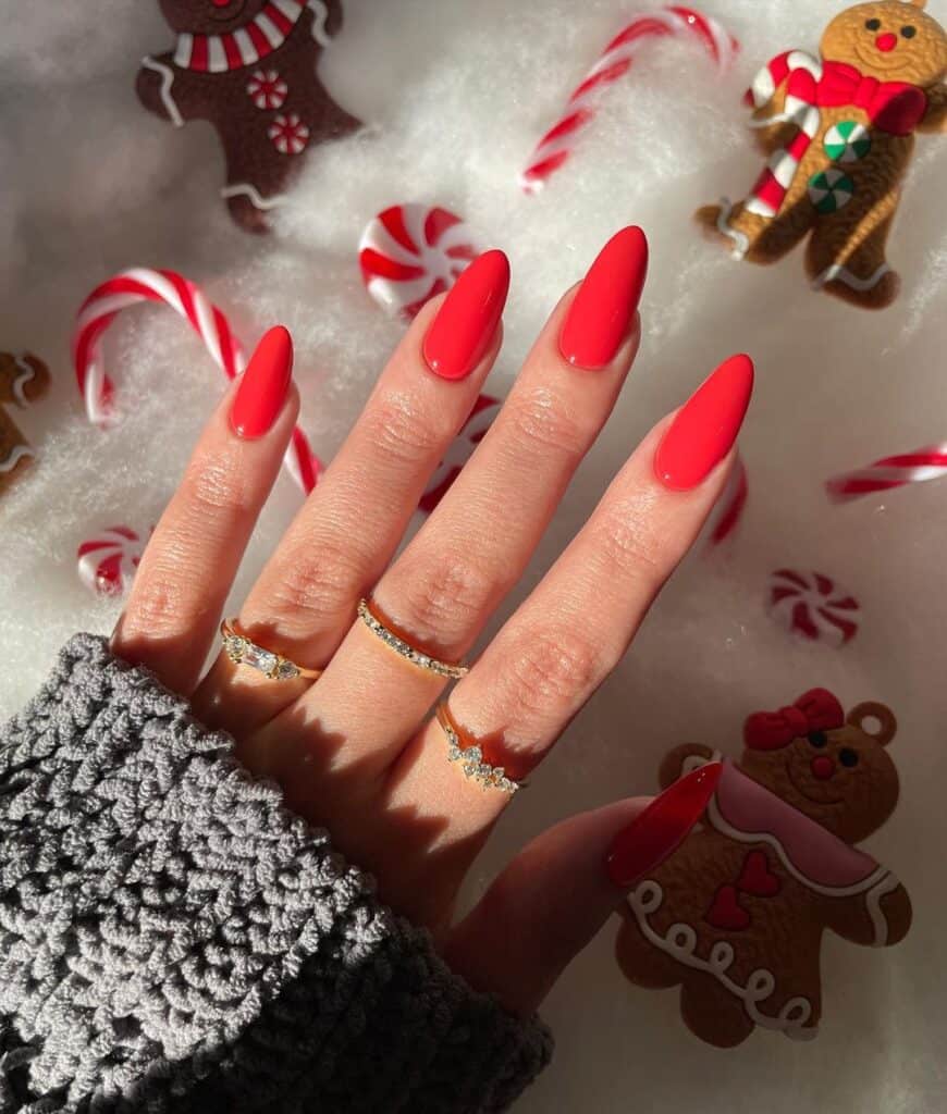 Diseños de uñas navideñas rojas