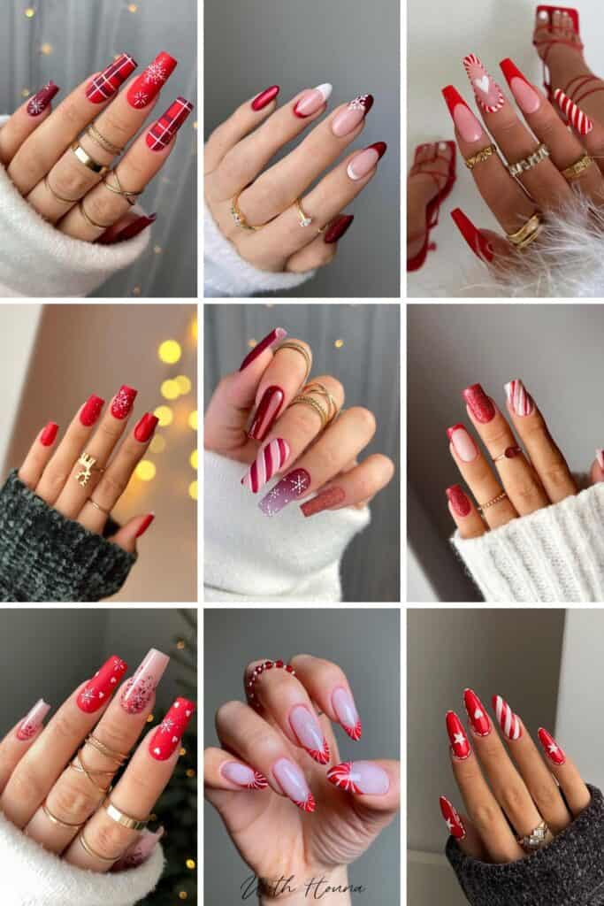 Red Christmas nail designs