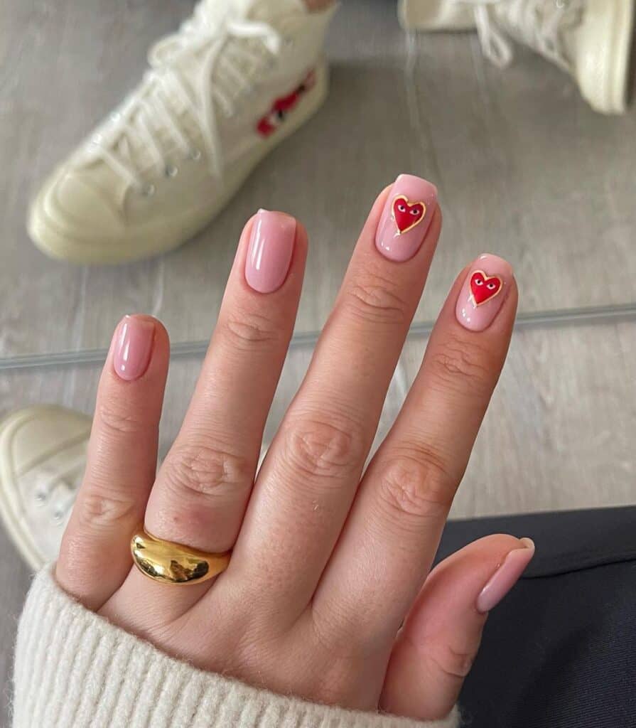 Comme Des Garçons nails with pink based gel 