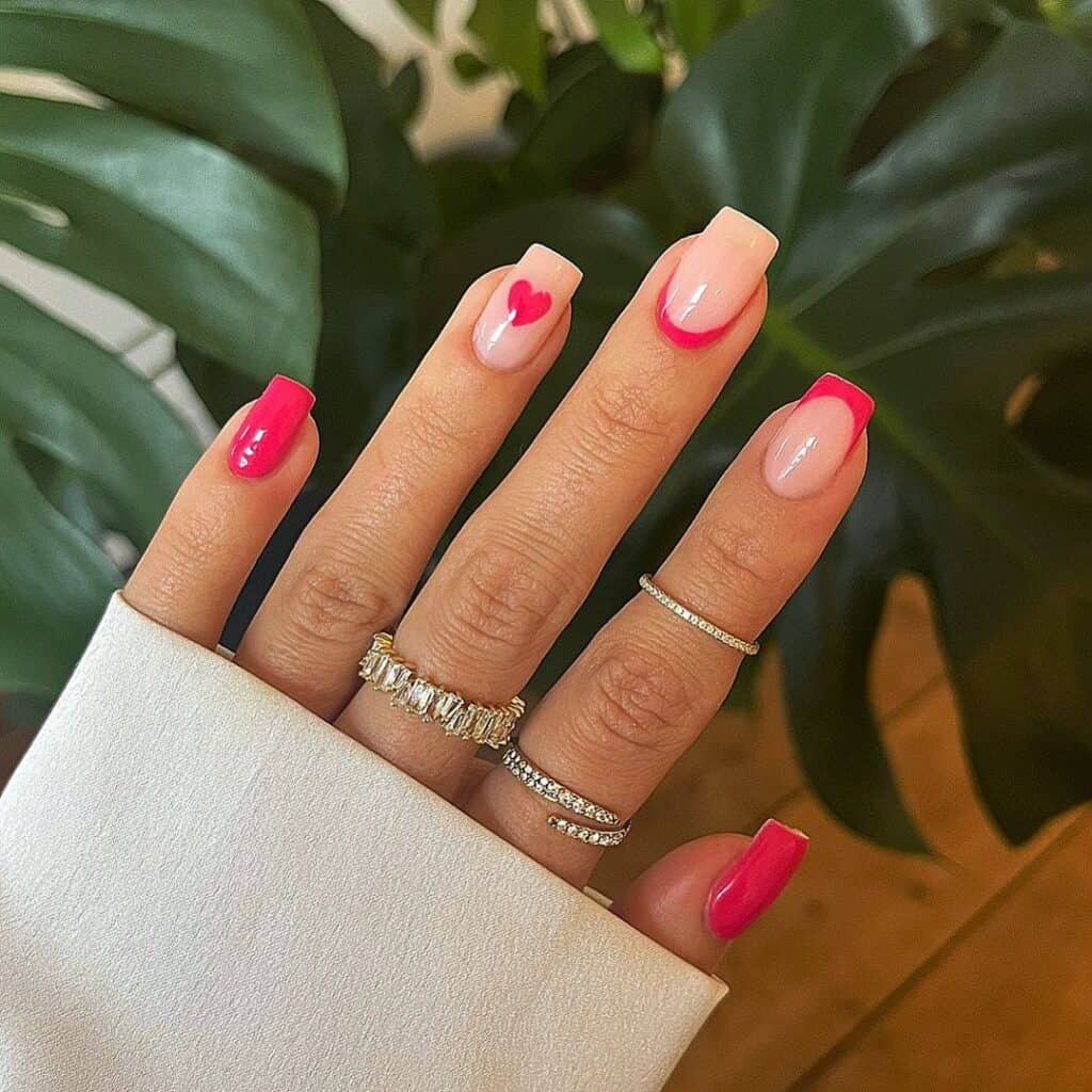  French tip nails for Valentine’s Day