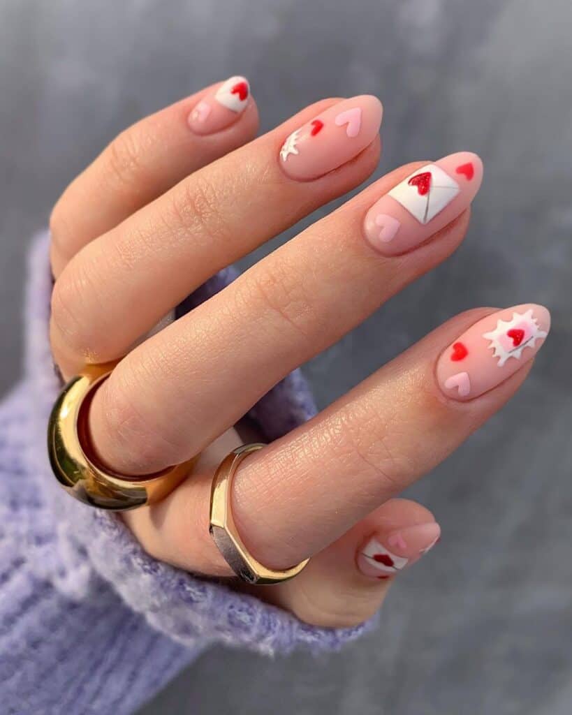 Short Letters Love Valentine’s Nails