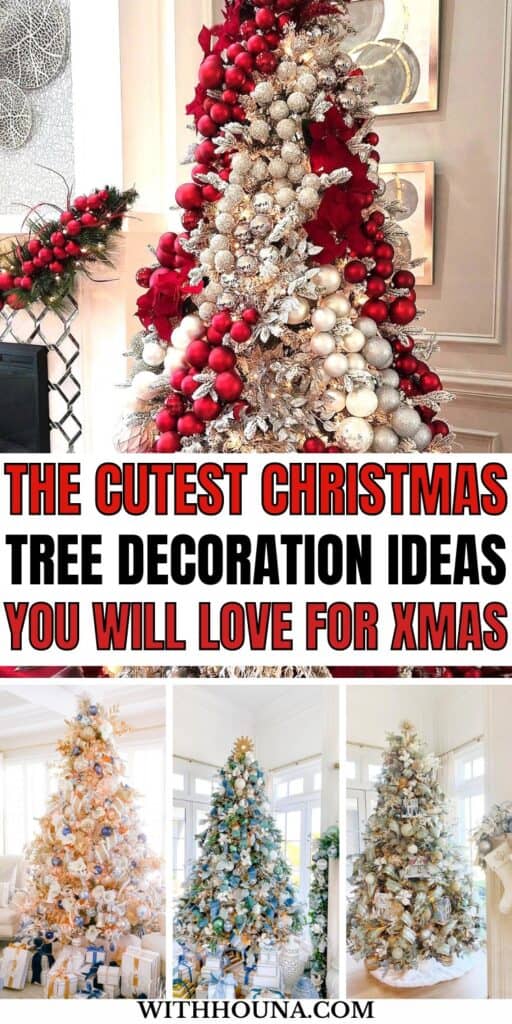 Collage of Christmas Tree decoration ideas