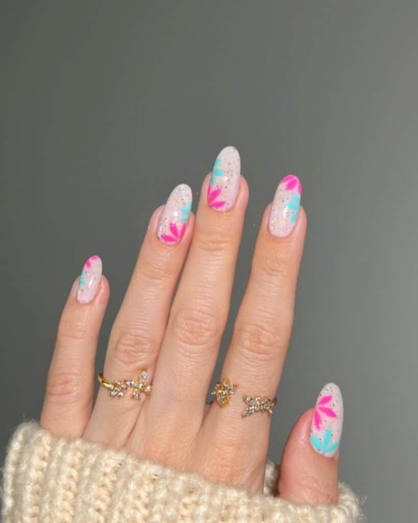 Butterflies and Floral Blue Nails