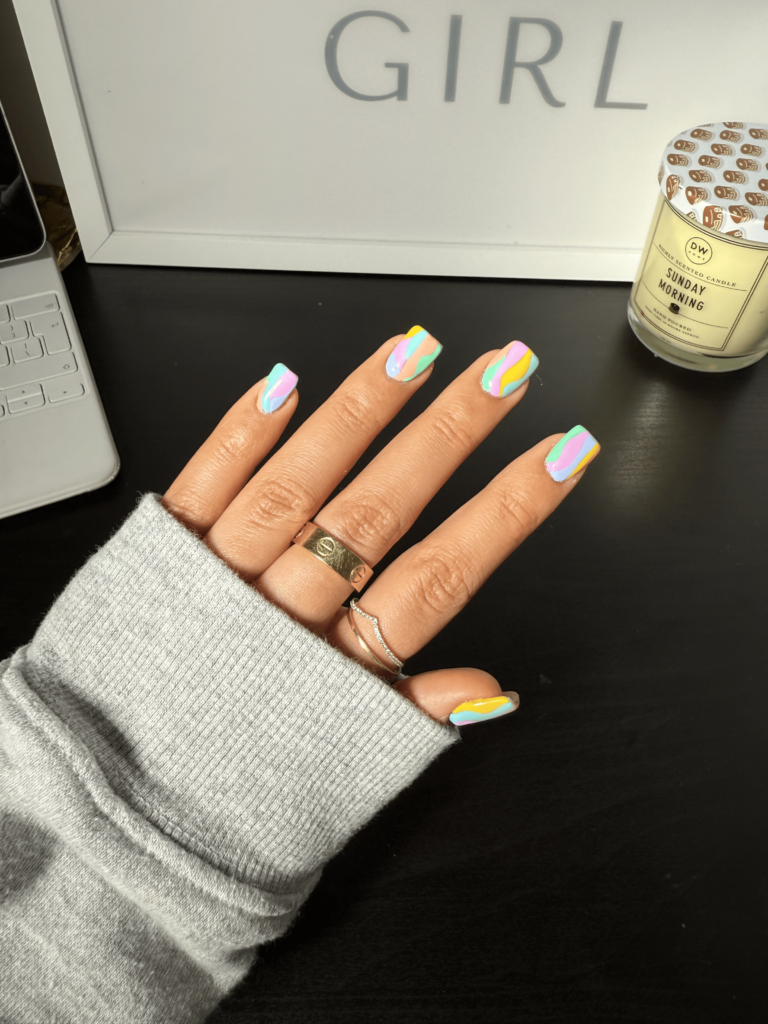 Candy Cane Short Nails for Spring
