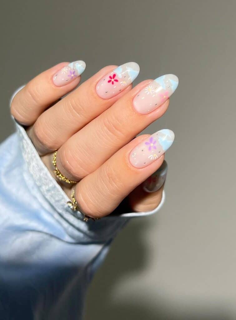 Colorful Blooming April Flower Nails