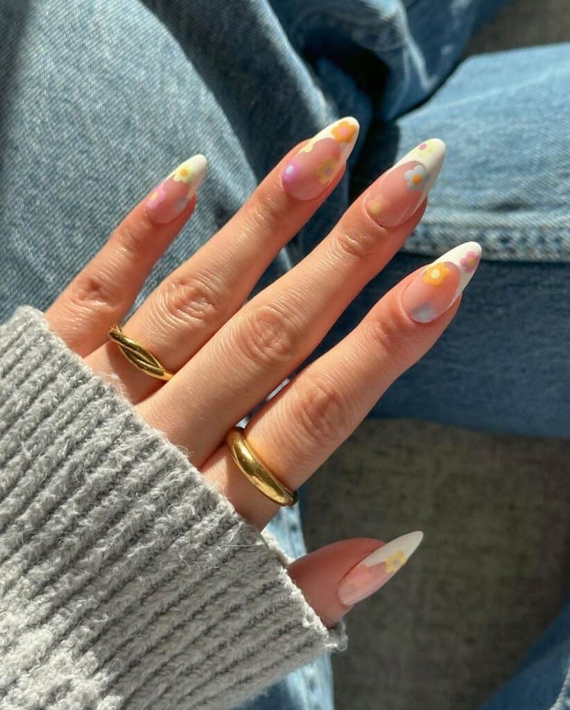 French Flower Tip Nails