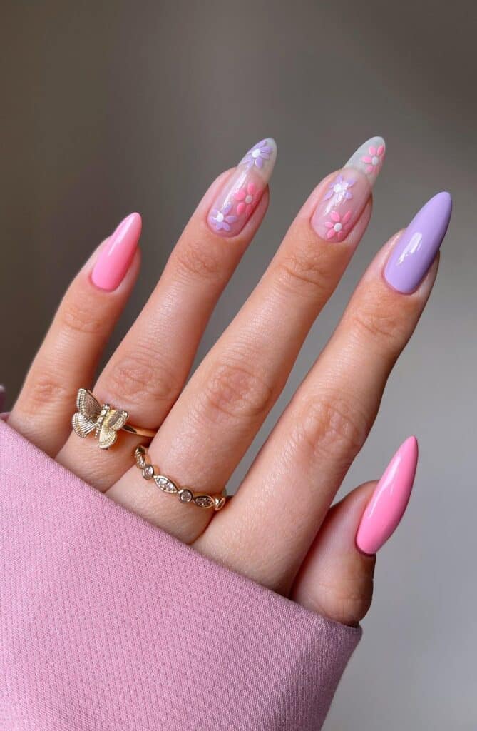 Pastel Spring floral Nails