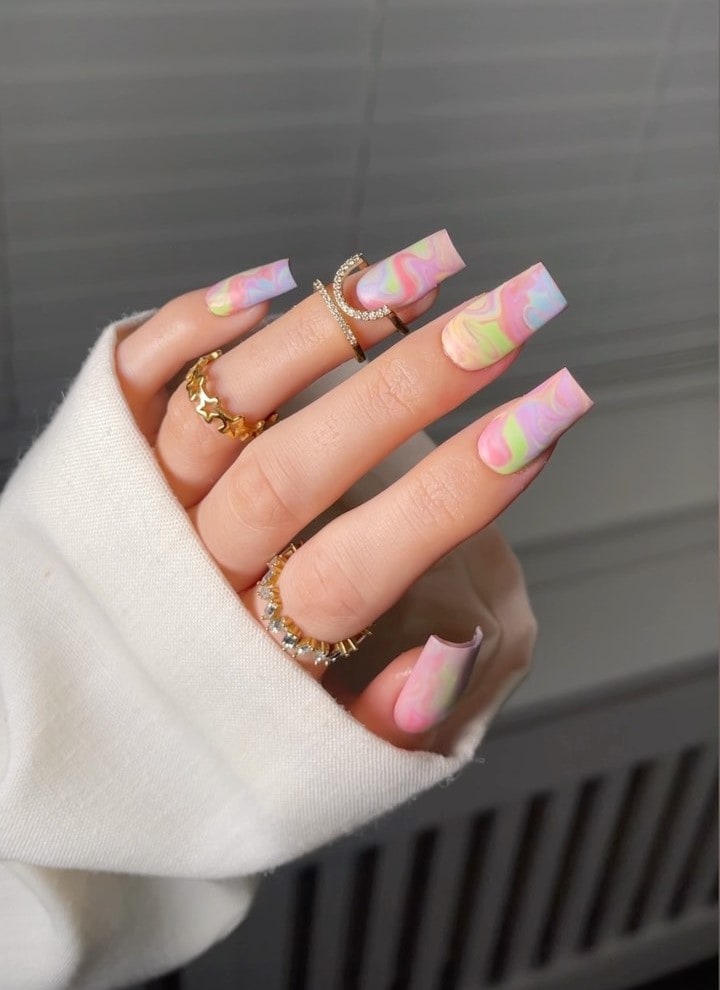 Pastel Swirly Nails for March