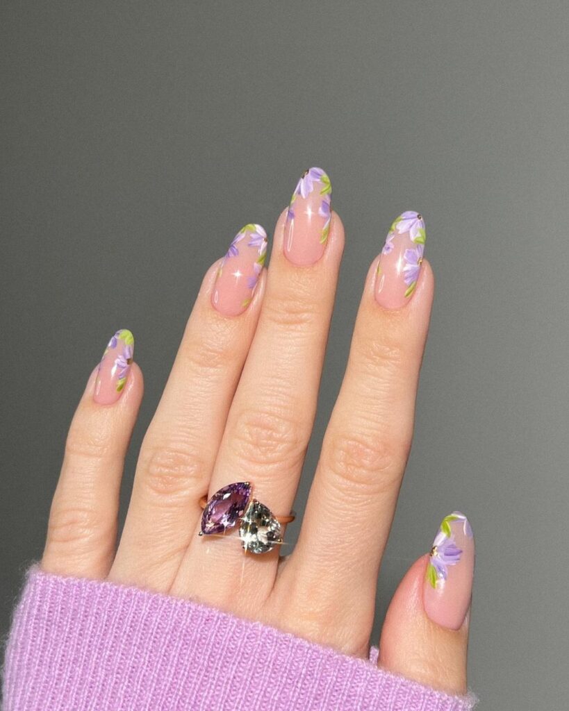 Purple Flower Nails