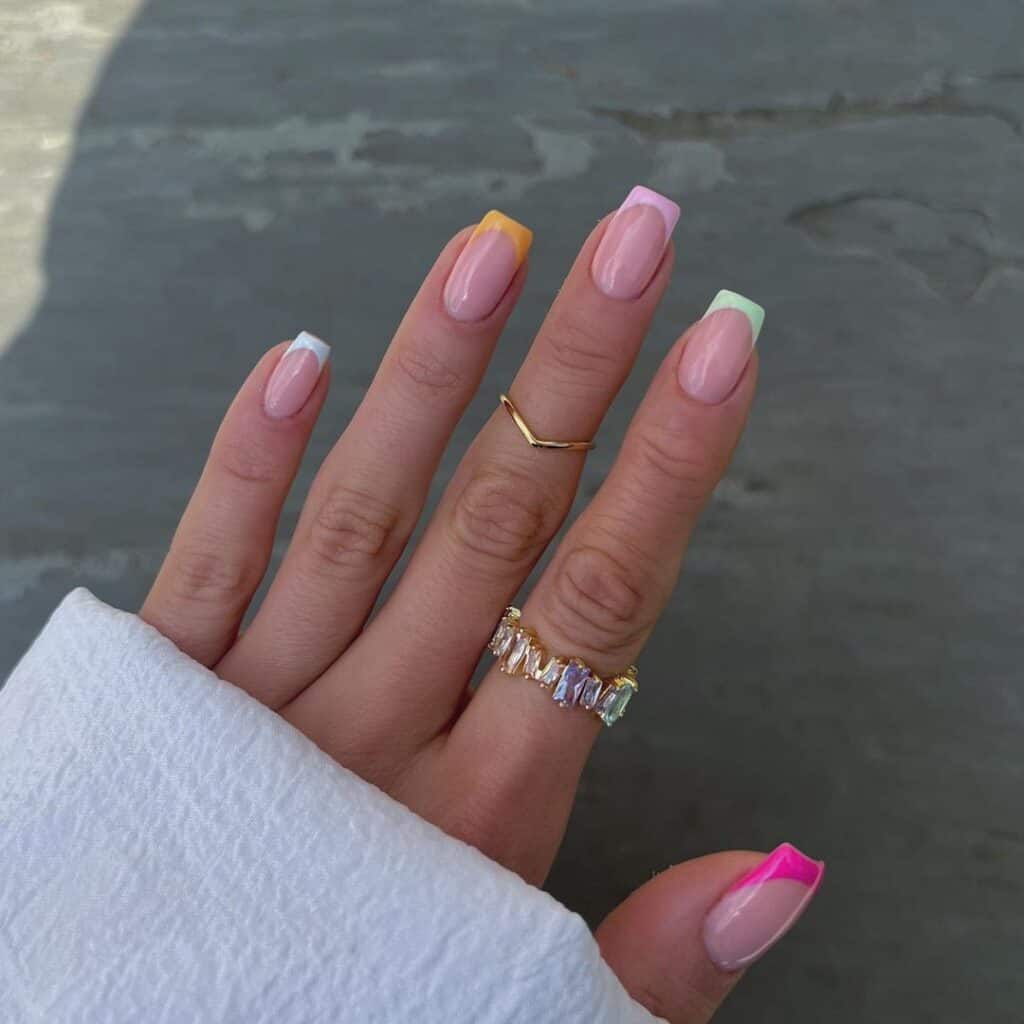 Short Spring French Tip Nails