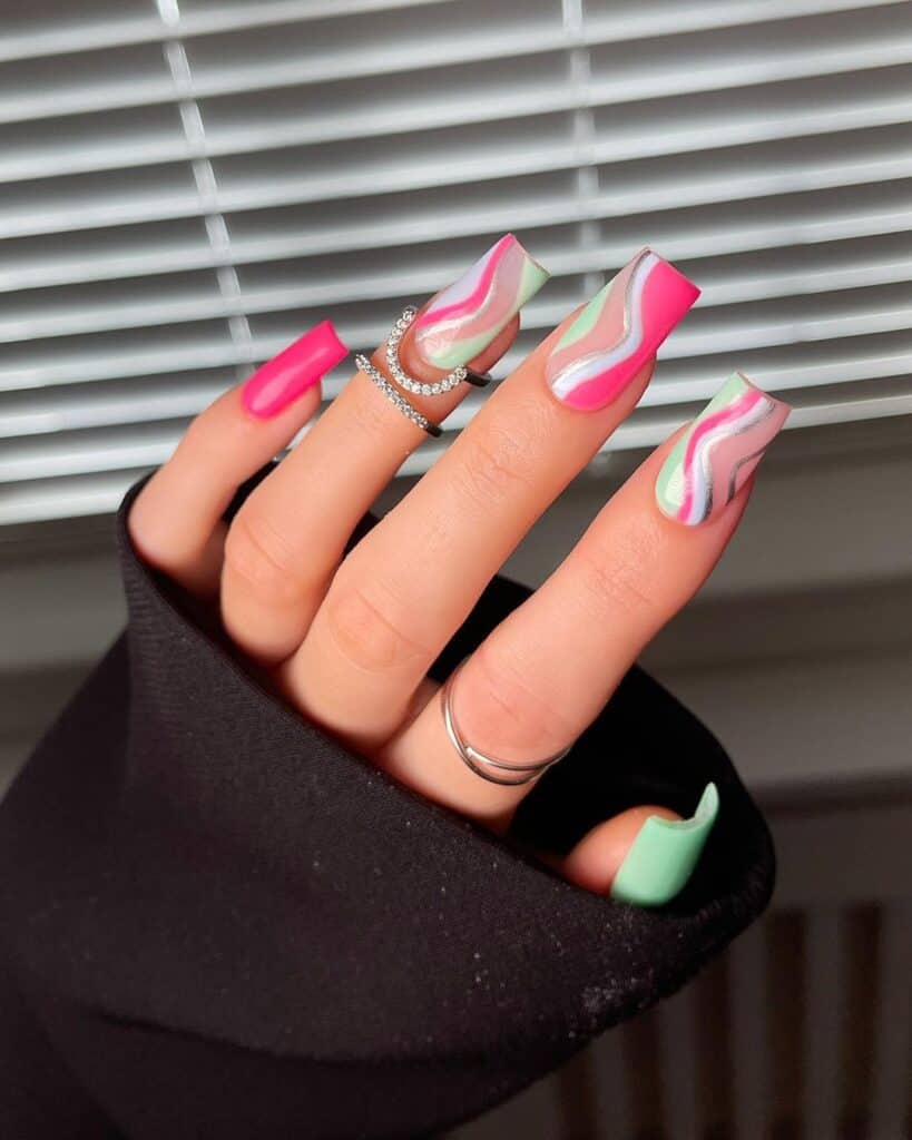 Sun Out Swirls Nails