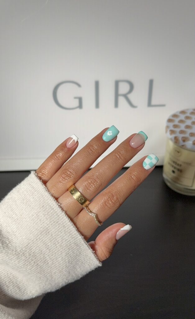 Baby Blue Short Summer Nails 