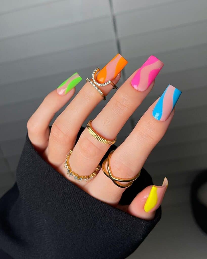 Colored Swirly May Nails