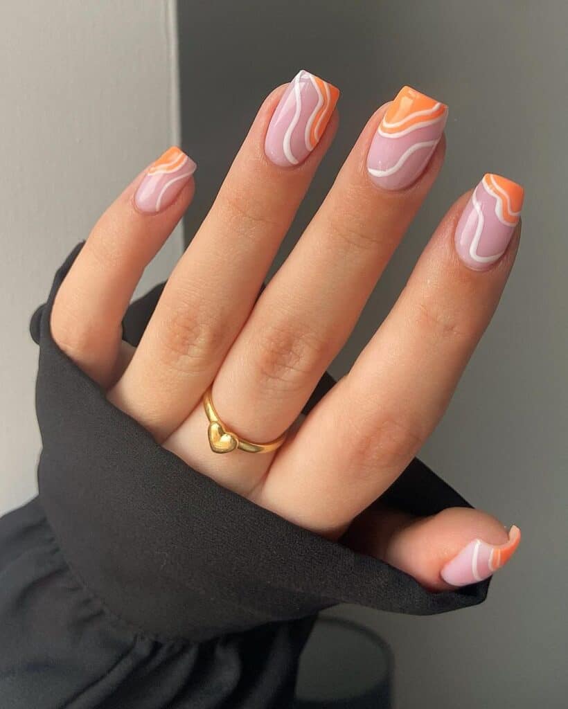 Coral Swirly Nails