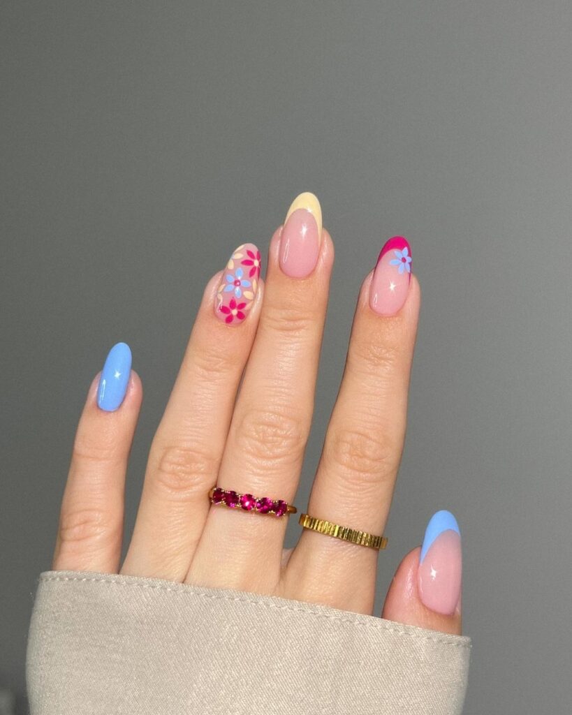 Gucci Summer Floral French Nails