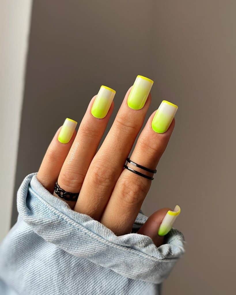 Neon French Ombre Nails 