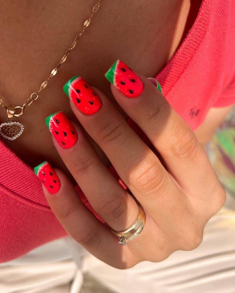 Watermelon summer nails