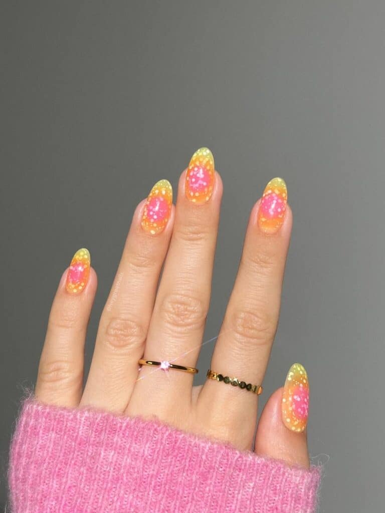 Vibrant Aura Confetti Nails for June