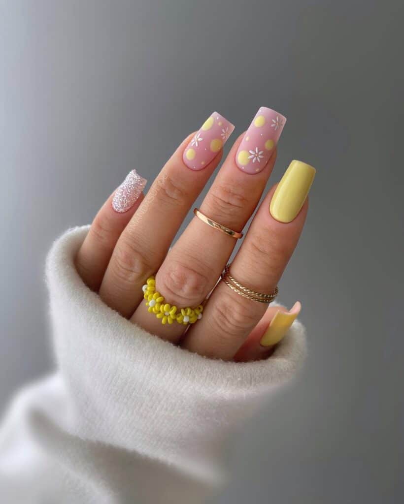 Yellow Floral June Nails