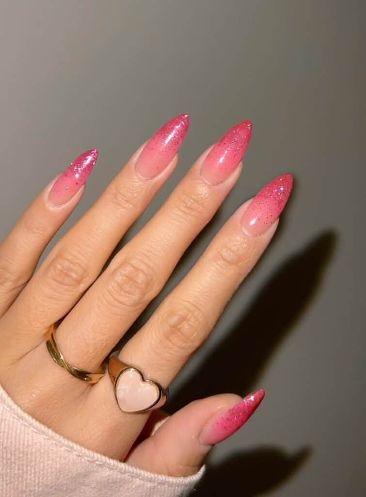 Almond Ombre Shiny Nails