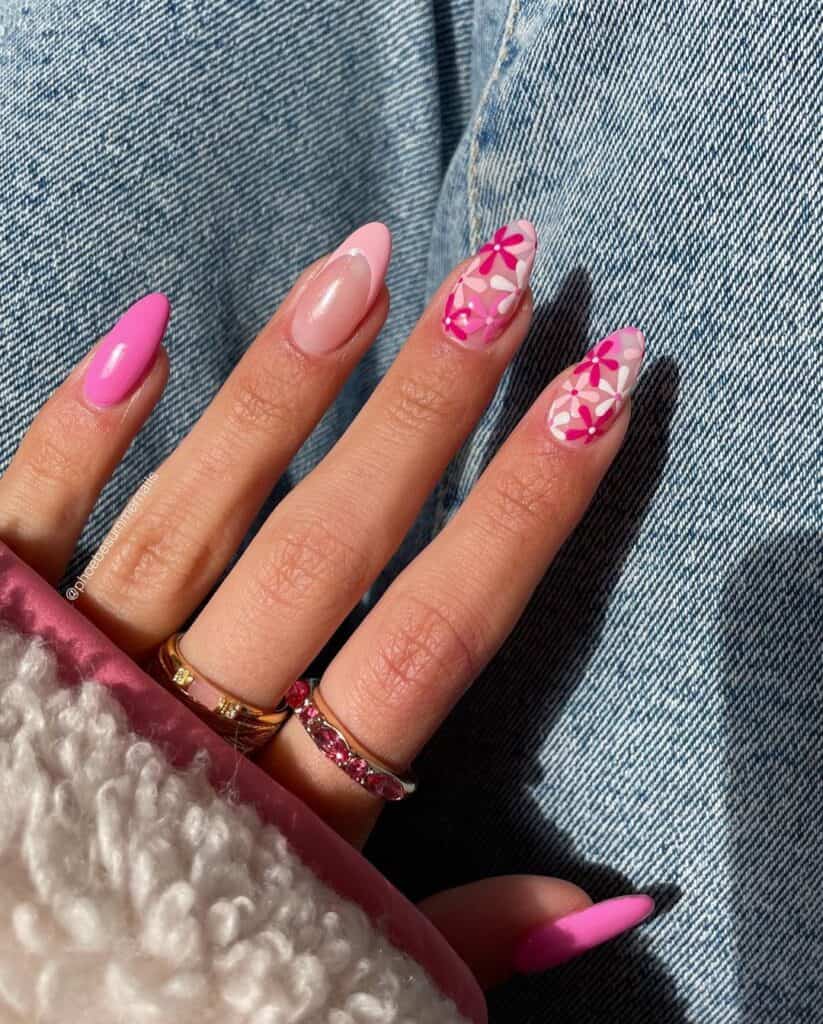 Pink Daisies Nails