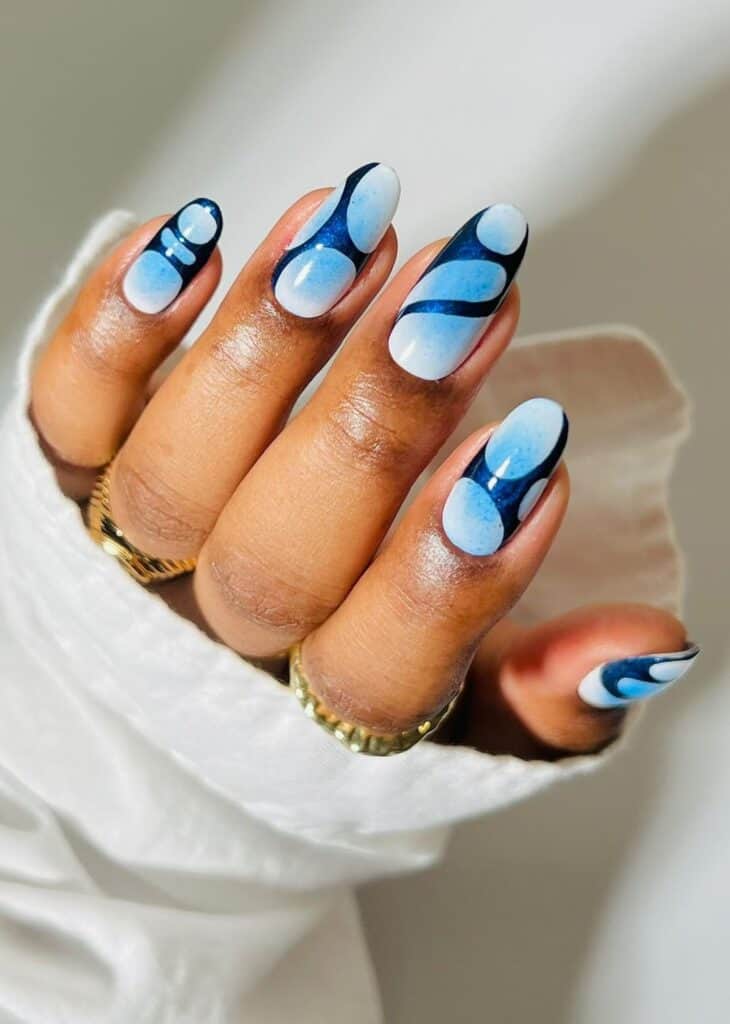 Blue Abstract Nails
