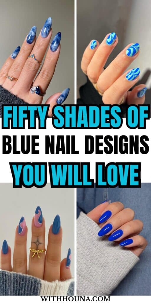 Blue nails Pinterest pin 