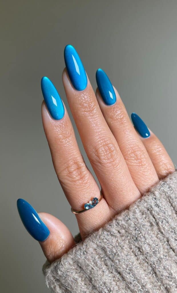 Blue Ocean Crystals nail design
