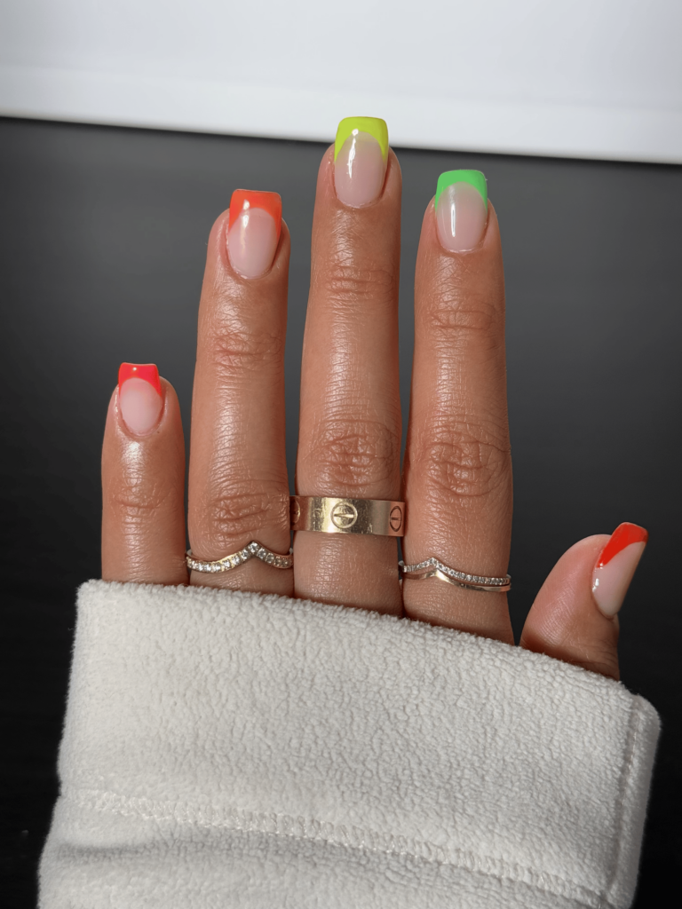 Short Colored Tip Nails