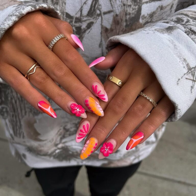 Funky Bright summer Nails Designs