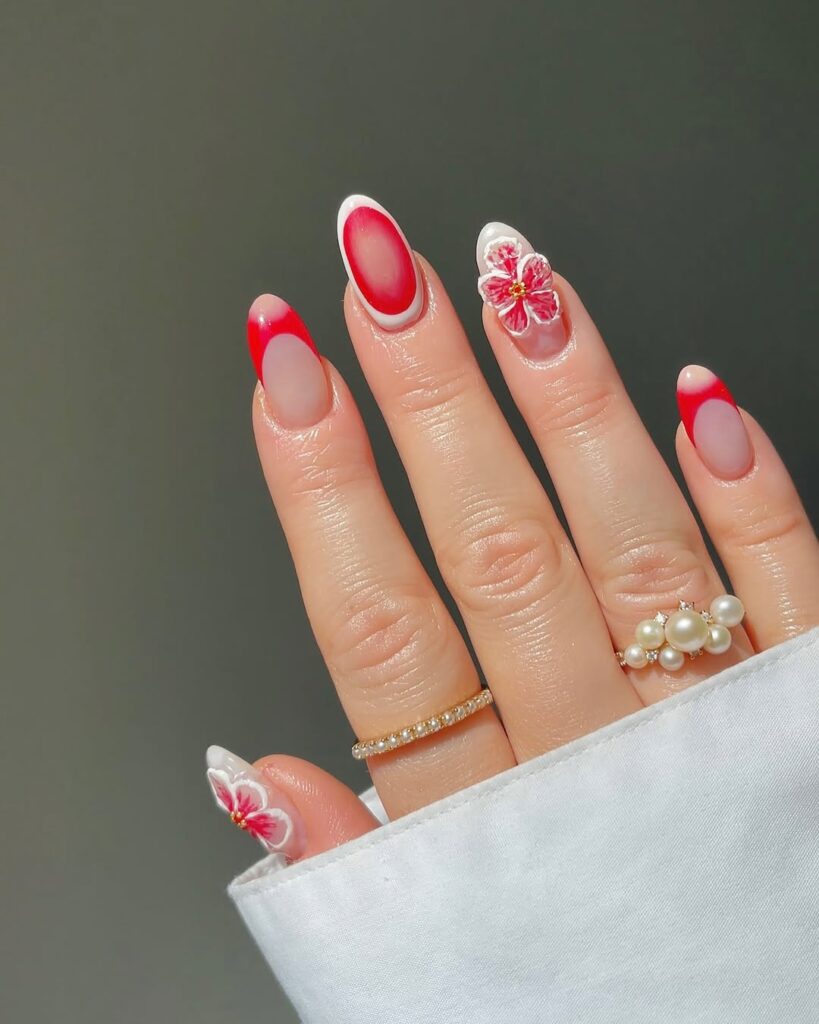 Cute Floral Beach Nails for Summer