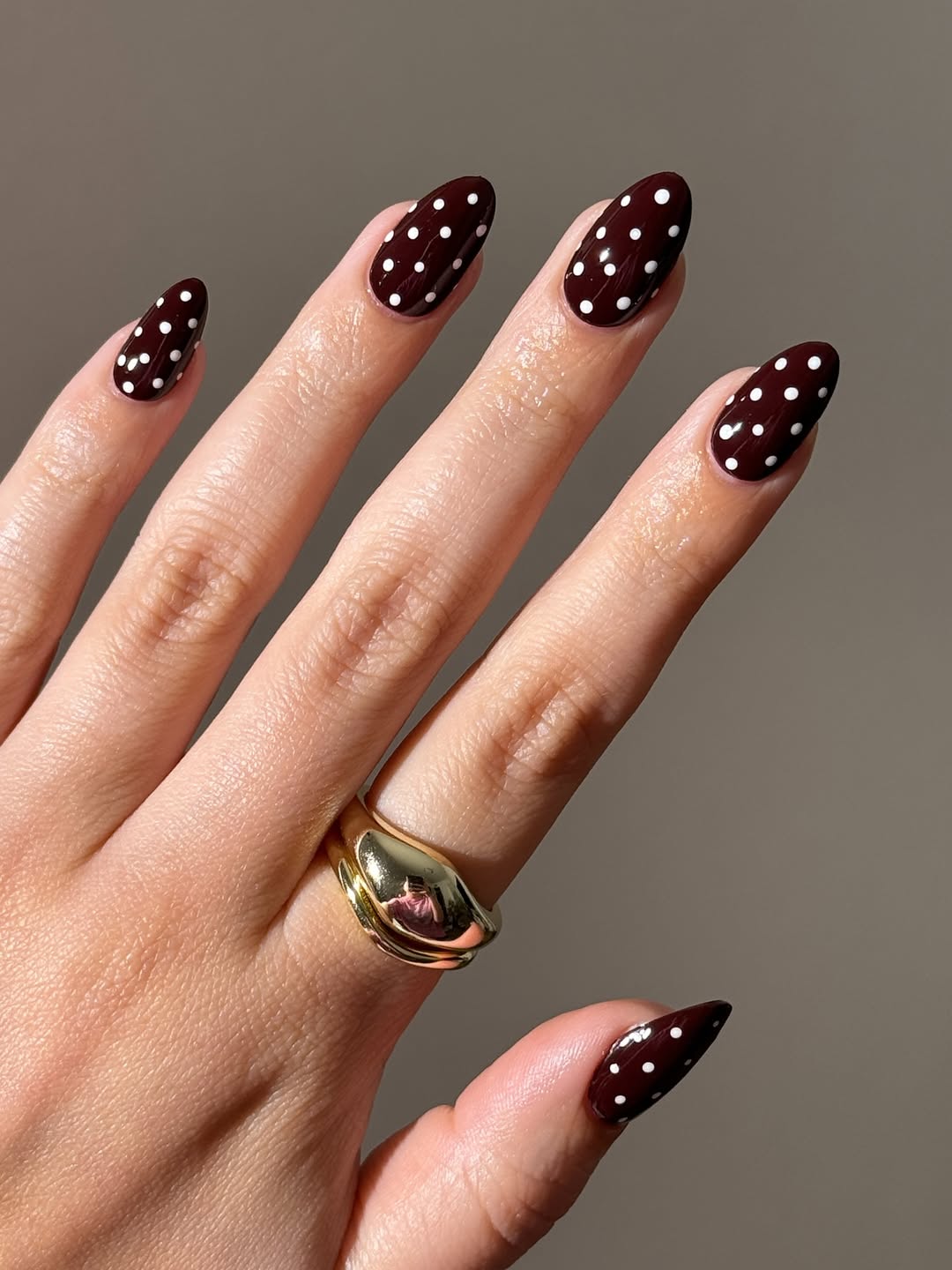 Brown Polka Dot Nails