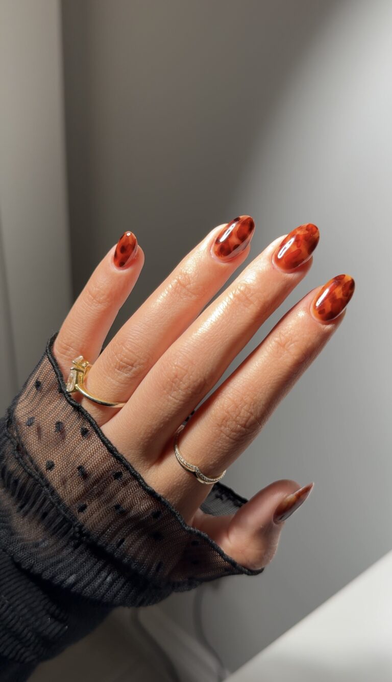 Cute Dark Tortoise Nails